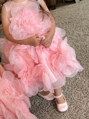 Pink Floral Ruffle Formal Dress for Girls